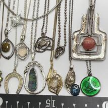 1円【全て銀製品 925/SILVER刻印】トップ付き シルバーネックレス 20本まとめ 天然石 オパール 七宝 INDIA/4°C/ITALY/W.GERMANY等刻印有_画像8