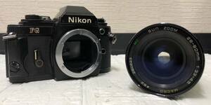 中古品 Nikon ニコン　FGブラックボディーカメラ（動作未確認）　SUN ZOOM 28-80mm 1:3.3-4.5 MACRO /（レンズ難有）