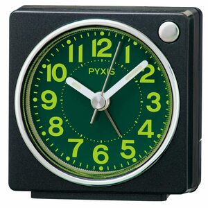 セイコークロック(Seiko Clock) 目覚まし時計 置き時計 アナログ 集光樹脂文字板 黒メタリック 65×64×38mm PYXIS ピ