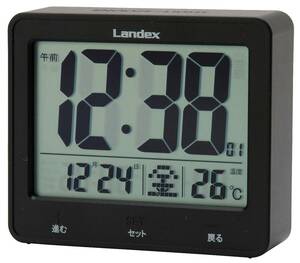 ランデックス(Landex) 目覚まし時計 電波 デジタル タッチライトマスター 大画面液晶 ブラック YT5253BK