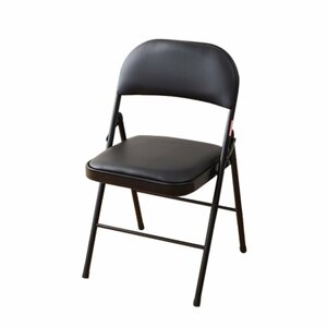 [山善] 折りたたみ パイプ 椅子 座面ゆったり39×39cm コンパクト収納 完成品 ブラック/ブラック YMC-22 (BK/BK) 在宅勤務