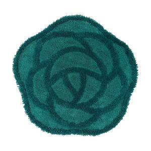 センコー S.D.S ローズ 薔薇をかたどった小さな マット ピーコックブルー 直径約38cm 18712