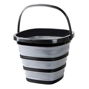  pearl metal folding bucket 10L rectangle four angle compact storage black width 30.5× depth 31× height 24cm car wash outdoor camp 