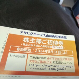  Asahi group Ooyamazaki mountain . art gallery stockholder invitation ticket person himself only valid 2024 year 8 month 31 day . free shipping 