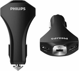 【新品・送料無料】フィリップス　PHILIPS 3ポート カーチャージャー 車載充電器 シガーソケット