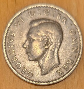 イギリス　ハーフクラウン　ジョージ6世　George　1950年　古銭 硬貨 世界コイン