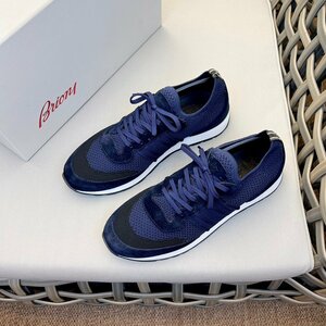 Brioni　ブリオーニ　メンズ　スニーカー　レザー　ニット　軽量　靴　シューズ　カジュアル　39-44　サイズ選択可能　4219