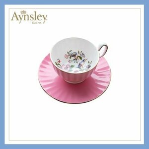 Aynsley エインズレイ　イギリス　ティーカップ　カップ＆ソーサー　洋食器　茶器　雀花柄　お祝い　プレゼント　ピンク