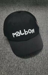 新品 Malbon　マルボン　キャップ ハット　帽子　サンバイザー 男女兼用　ゴルフ　文字刺繍　調節可　ブラック