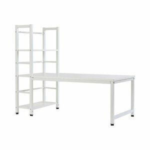 [ white ] H type PC desk low type one body rack attaching desk Work desk wooden study desk 