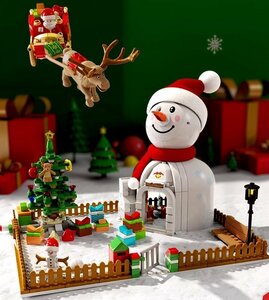 新品未使用　積み木　ブロック　クリスマス 雪だるま　573粒　ギフト　クリスマスプレゼント　箱付き　zd122