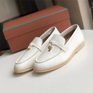 Loro Piana Summer Walk pumps lady's shoes shoes leather ... size selection possibility white 