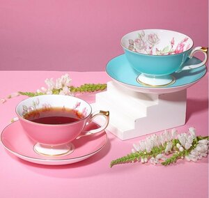 Aynsley エインズレイ　イギリス　茶器　ローズ　薔薇　ティーカップ　お祝い　プレゼント　ブルー