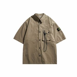 送料無料　STONE ISLAND　ストンアイランド　メンズ　シャツ　ロゴ有り　半袖　ポケット　ゆったり　M-XXL　サイズ選択可能　4312