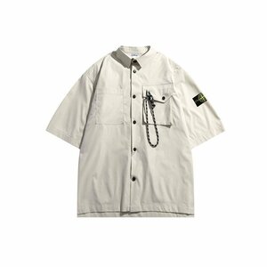 送料無料　STONE ISLAND　ストンアイランド　メンズ　シャツ　ロゴ有り　半袖　ポケット　ゆったり　M-XXL　サイズ選択可能　4310