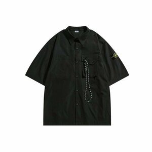 送料無料　STONE ISLAND　ストンアイランド　メンズ　シャツ　ロゴ有り　半袖　ポケット　ゆったり　M-XXL　サイズ選択可能　4311