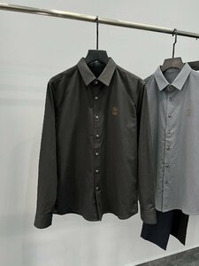 ブルネロクチネリ　BRUNELLO CUCINELLI メンズ　シャツ　ビジネス　長袖　刺繍ロゴ　M-XXL　サイズ選択可能　ブラック　4003