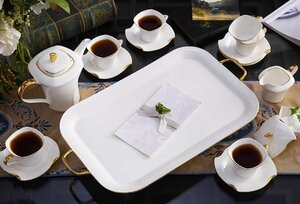 高品質　茶器 ポット カップ ミルクポット シュガーポット　15点セット　洋食器 テーブルウェア インテリア アフタヌーンティー　ms0303