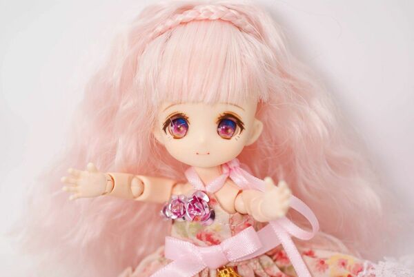 4.5inch Wig 4.5インチドールウィッグ ピンク ウェーブ 三つ編み