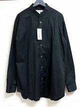 未使用 comme des garcons shirt フェイクカラー コットン長袖シャツ コムデギャルソンシャツ オムプリュス ノーカラー マオカラー 黒 L_画像1