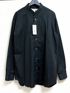 未使用 comme des garcons shirt フェイクカラー コットン長袖シャツ コムデギャルソンシャツ オムプリュス ノーカラー マオカラー 黒 L