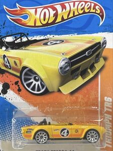 新品未開封 保管品 Mattel マテル Hot Wheels ホットウィール ミニカー 旧ロゴ 玩具 TRIUMPH TR6 TRACKSTARS11 トライアンフ 黄色/117