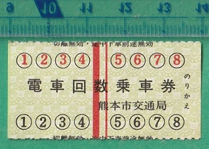 鉄道軟券切符207■熊本市交通局 電車回数乗車券