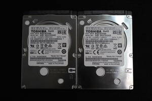 中古動作品 HDD 500GB 2.5 54Hr 147Hr 使用時間少 東芝 MQ01ACF050 2個まとめて