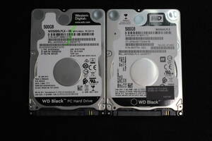 HDD 500GB 2.5 WD 9055Hr 29269Hr black 2個まとめて　中古動作品　WD5000LPLX