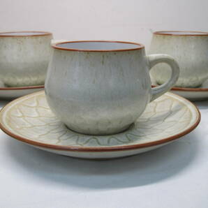 レトロ 陶器 コーヒーカップ＆ソーサー 5客 網目模様の画像4
