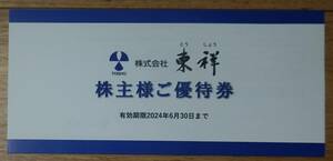 東祥　株主優待券　4枚セット　有効期限2024年6月　ホリデイスポーツクラブ