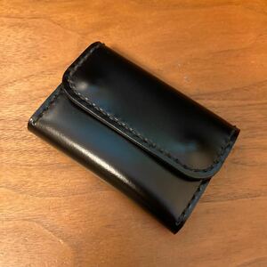 オール　コードバン　スマートウォレット　小型財布　隠しホック仕様　真鍮　未使用　ハンドメイド　ネコポス無料