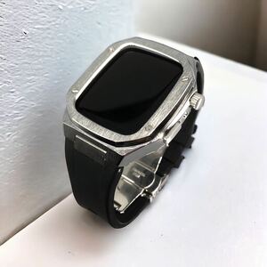 Newrssb★アップルウォッチバンド ラバーベルト カバー　Apple Watch ケース　44mm 45mm
