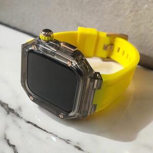 S cby чистый чёрный желтый * Apple часы частота резиновая лента покрытие Apple Watch прозрачный чехол 40mm 41mm 44mm 45mm 4 винт 