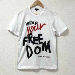 AD2017 コムデギャルソンオムプリュス メッセージ ロゴ ポリ Tシャツ 白 Mサイズ HOMME PLUS 半袖 カットソー Tee archive 4040246