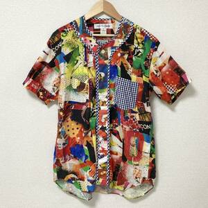 レア 2013SS COMME des GARCONS SHIRT ロゴ チェック 総柄 半袖 ベースボールシャツ XSサイズ コムデギャルソンシャツ archive 3120449