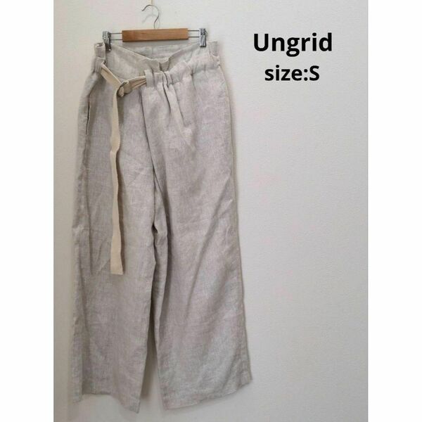 Ungrid リネン混 ベルト デザインパンツ レディース S 生成り 春夏