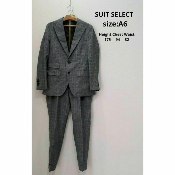 SUIT SELECT スーツセレクト グレンチェック A6 グレー メンズ