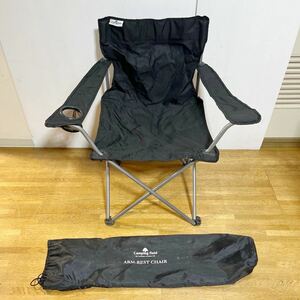 1円スタート アウトドアチェア 折りたたみ 折り畳み 椅子 コンパクト 収納袋付 Camping Field ARM-REST CHAIR ブラック キャンプ BBQ