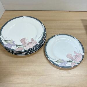 ノリタケ Noritake NEW DECADE 中皿 1枚 径21.5cm/大皿 4枚 径27cm 平皿 プレート 花柄 シック おしゃれ 未使用 保管品(9-2)