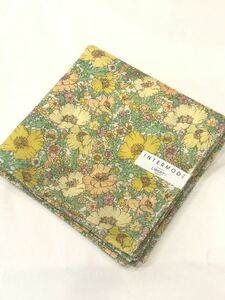 新品　LIBERTY リバティ　大判　ハンカチ　ポピー　花柄　イエロー　黄緑