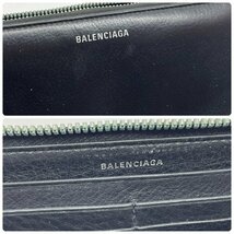 USED BALENCIAGA バレンシアガ ラウンドファスナー 長財布 ブラック レザー メンズ レディース ユニセックス ジップアラウンド_画像10