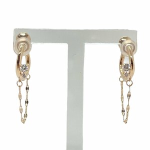 USED 4*Cyondosi- hoop earrings SILVER925 stamp Gold color lady's swing silver accessory case attaching 