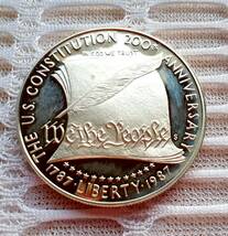 希少 レア 通貨 コレクション 1787-1987 アメリカ リバティ 憲法制定200周年記念銀貨 1ドル　_画像3