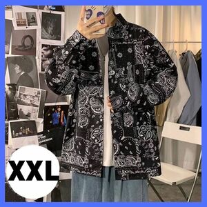 【大人気】メンズ シャツ 長袖 ストリート カジュアル ペイズリー XXL