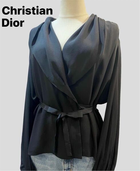 クリスチャン ディオール Dior カシュクール ドレープシャツ シルク混