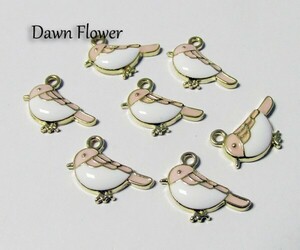 【D-0267】5pcs　鳥　20×16mm　ピンク　チャーム　ハンドメイドパーツ