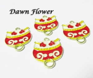 【D-0221】5pcs　太鼓　28×22mm 　チャーム　ハンドメイドパーツ