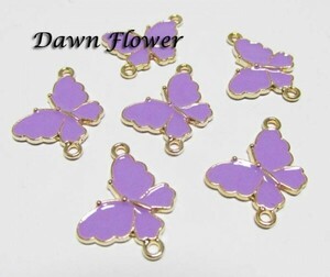 【D-0132】10pcs　蝶々　20×15mm　パープル　チャーム　ハンドメイドパーツ