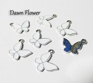 【D-0346】10pcs　蝶々　17×16mm　ホワイト　チャーム　ハンドメイドパーツ